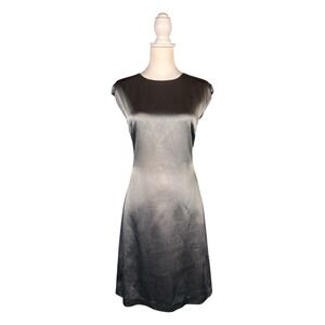 Theory Hammered Satin Sheath Dress 10 Office Siren Corporate Goth Futuristic